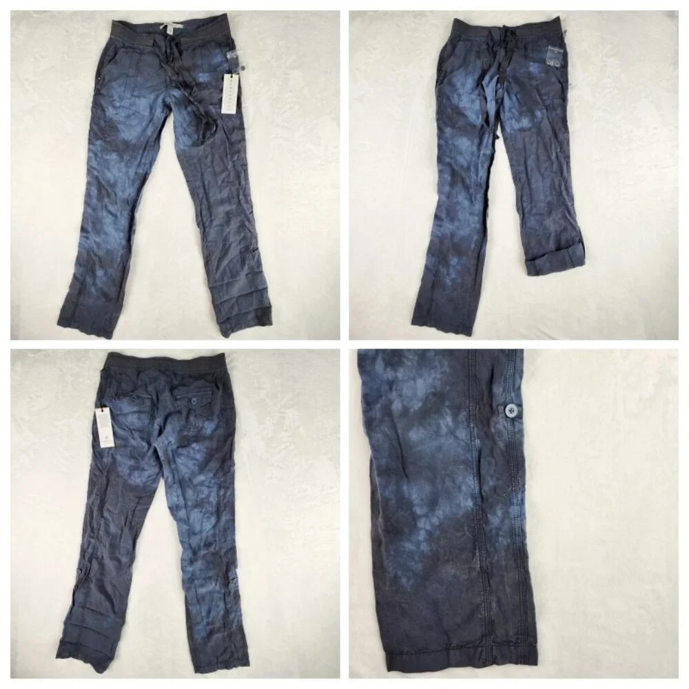 Marrakech Blue Gray Charlotte Roll Tab Tencil Pants Anthropologie - Picture 4 of 11